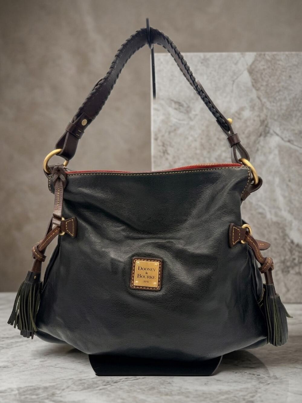 Dooney & Bourke Teagan Florentine Black Leather Hobo Shoulder Bag